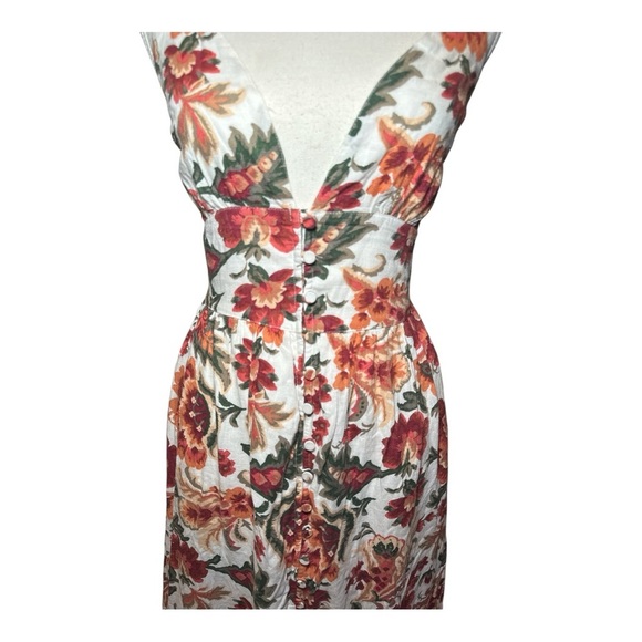 Abercrombie & Fitch Linen Blend Floral Button Front Maxi Dress XS Summer Boho - Picture 5 of 11